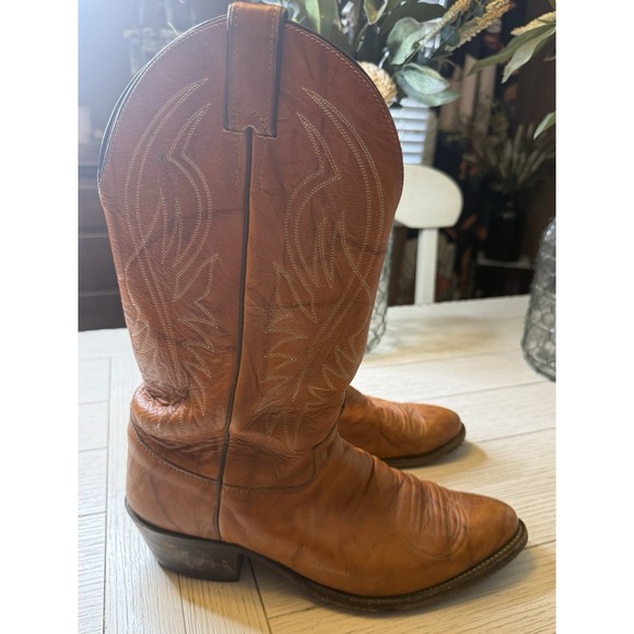 JUSTIN 1632 Brown Tan Classic Western Cowboy Mid Calf Boots Men 9 D Rodeo Ranch - Picture 2 of 7